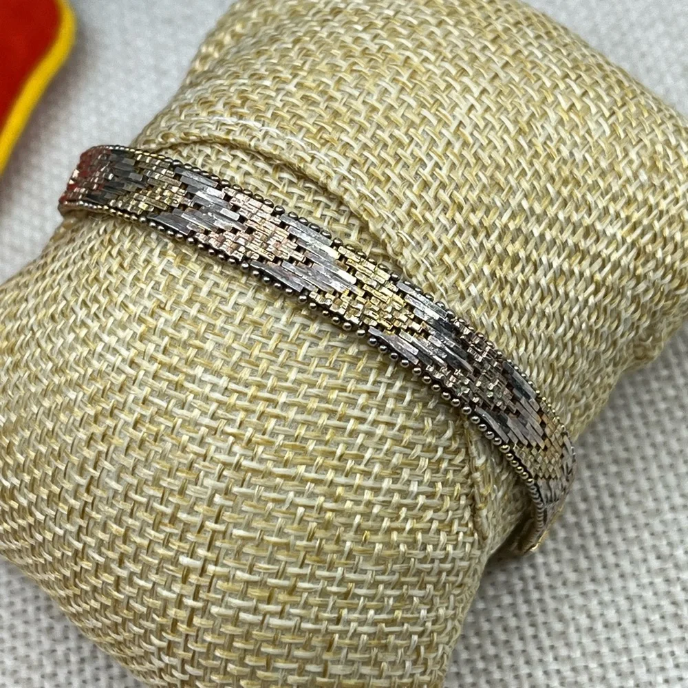 ✨ Vintage Italian Sterling Silver Chevron Mesh Bracelet – 7” | 18g ✨ - Picture 7 of 13